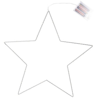 Spetebo Hängedekoration LED Fenster Silhouette Stern silber - Ø 45 cm, Deko Weihnachts Beleuchtung zum Aufhängen silberfarben