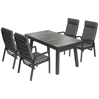 bellavista - Home&Garden® Gartenlounge-Set »Sydney 3« Gartenmöbel Set ausziehbar Sitzgruppe Outdoor Garnitur, (Set, 5-tlg), Aluminium, für 4 Personen, Ausziehtisch, wetterfest - Garten, Terrasse grau