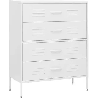 vidaXL Kommode 4 Schubladen Anrichte Schrank Beistellschrank Mehrzweckschrank Standschrank Sideboard Schubladenschrank Weiß 80x35x101,5cm Stahl