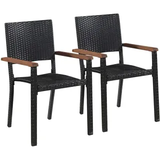 vidaXL Polyrattan Gartenstühle 56 x 55 x 88 cm schwarz 2 St. 43937