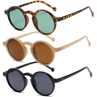 Long Keeper Runde Sonnenbrille Unisex - Klein Rund Retro Vintage Sonnenbrille für Herren Damen mit UV400 Schutz für Fahren Angeln Reisen - S