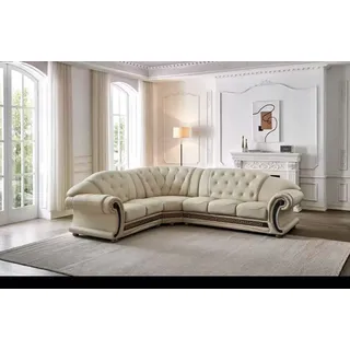 Salottini Chesterfield-Sofa Luxus Chesterfield Oriental Ecksofa Eckcouch Wohnlandschaft BEIGE, Exklusives Design beige