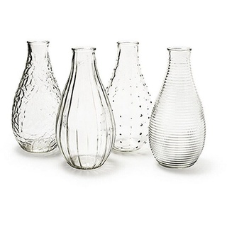 Annimuck Tischvase 4 x Glas Vase decor h24 d12 cm Set Vintage Glasvase klar (4 St)
