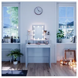 Vicco Schminktisch Ania Weiß, 80 cm mit LED Beleuchtung