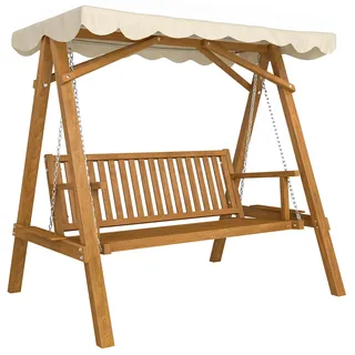 Outsunny Hollywoodschaukel Gartenschaukel 2-Sitzer Outdoor Lärche Holz