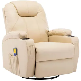 vidaXL Massage-Schaukelsessel Kunstleder 55 x 100 x 55 cm Creme mit Fernbedienung