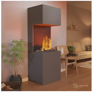 GLOW FIRE Elektrokamin Beethoven Wasserdampf Kamin, Elektrischer Kamin, Wasserdampfkamin mit 3D Feuer und Knisterfunktion grau