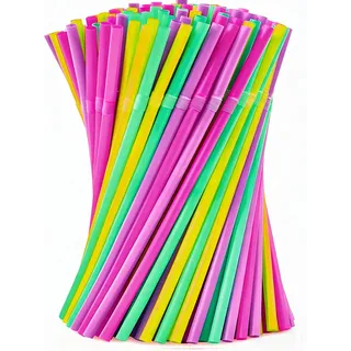 100 Strohhalme,Party-Trinkhalme,100 Stück, Wiederverwendbare Strohhalme für Party,Geburtstag,Hochzeit, Trinkhalme für Smoothies,Saft,Cocktail(100)