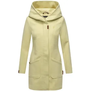 Wintermantel MARIKOO "Maikoo", Damen, Gr. M (38), gelb (pastellgelb), Oberstoff: 90% Polyacryl, 8% Viskose, 2% Elasthan. Futter: 100% Polyester. Ärmelfutter: 100% Polyester, tailliert Po-bedeckend, Ärmel ohne Ärmelschlitz normaler Saum, Mäntel Wintermantel, hochwertiger Mantel in Wollmantel-Optik mit großer Kapuze
