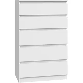 Cdf Kommode Malwa M5 Farbe: Weiss Schrank Für Dokumente, Kleinigkeiten Ideal Für Wohnzimmer, Schlafzimmer, Kinderzimmer, Jugendzimmer Und Büro 5 Geräumige Schubladen