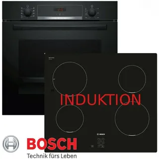 Bosch Induktion Herd Set Autark mit Backofen und Kochfeld Schwarz