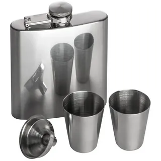 MacMa Flachmannset / bestehend aus Flachmann und 2 Pinchen / aus Edelstahl