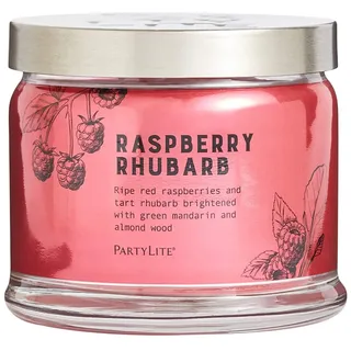 PartyLite 3-Docht-Duftwachsglas Himbeer-Rhabarber, Kerze, Duftkerze, Wohnraumdekoration, Himbeer-Rhabarber, Mandarine, Mandelholz