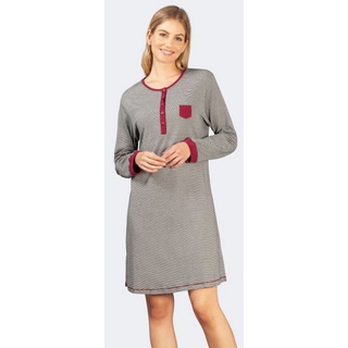 Hajo Nachthemd Damen Schlafshirt mit langem Arm (1-tlg) Baumwolle grau 36-38