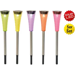 Näve LED Solar-Erdspieß 5er Set - Edelstahl, Kunststoff - rot, violett, orange; 4180761 - Bunt