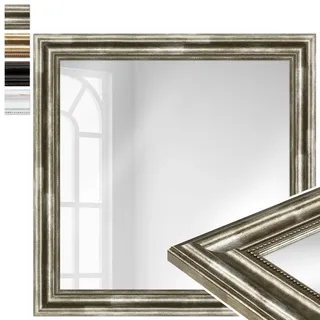 WANDStyle großer Spiegel Silber, großer Wandspiegel Vintage 60x60 cm | Barock Spiegel, Hängespiegel groß, Badspiegel Holz, Flurspiegel Wand, Standspiegel, H550 - Made in Germany