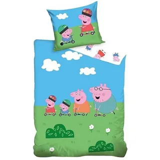 Peppa Pig Bettwäsche Kinder Bettbezug Kissenbezug Baumwolle 140 × 200 cm, Baumwolle
