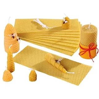Unbekannt Bienenwachs-Kerzen Bastelset - 15 x 100% Reine Bienenwachs-Platten 10 x 25 cm - selber Machen basteln Set Kinder