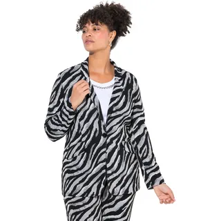MIAMODA Blazer Zebramuster Grau/Schwarz/Weiß 52
