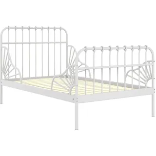 vidaXL Ausziehbett Einzelbett Tagesbett Metallbett Bett Bettrahmen Bettgestell Schlafzimmerbett Schlafzimmermöbel Weiß Metall 80x130/200cm