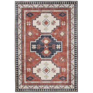 benuta Vintage-Teppich, Mehrfarbig, Blau, Kunststoff, Vintage, Rechteckig, 140x200 cm, Oeko-Tex® Standard 100, in verschiedenen Größen erhältlich, rutschfeste Unterfläche, waschbar, Teppiche & Böden, Teppiche, Vintage-Teppiche