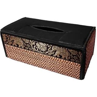 CCcollections Handgefertigte Schutzhülle für Taschentuchboxen aus Schilfrohr – umweltfreundliche Materialien (Schwarz)