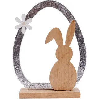 Trendline Deko Aufsteller Osterhase Beige/Silber Holz 19,5 cm