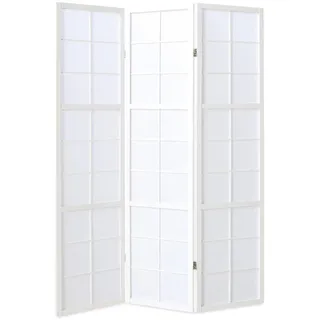 Homestyle4u Paravent Raumteiler 3 teilig Holz Weiß 132x175 cm 437