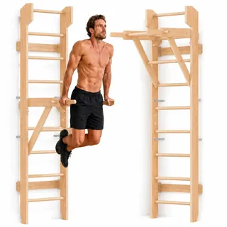 COSYLAND 220 cm Sprossenwand Holz, Kletterwand für Kinder Und Erwachsene