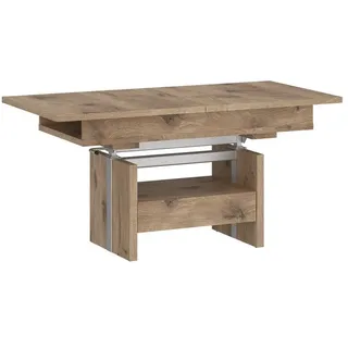 designimpex Couchtisch WM-1 ausziehbar höhenverstellbar mit Schublade Wohnzimmer Tisch, Funktionstisch, Wohnzimmertisch, Tisch, Esstisch, Sofatisch, Rollen braun