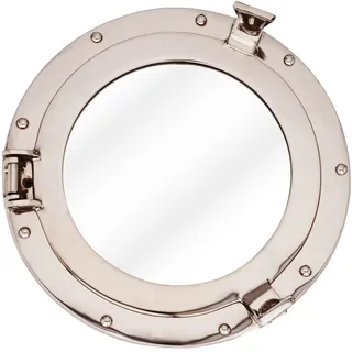 NKlaus 28cm Bullaugenspiegel Aluminium vernickelt Wandspiegel Nautische Deko Maritim 15002