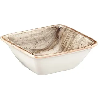 Bonna 6x Aura Terrain Moove Schälchen quadratisch 8x8,5cm 9cl 3cm tief Beige Creme Hellbraun Porzellan ATRMOV10KS Dipschalen Snackschalen Desserschalen Geschirr