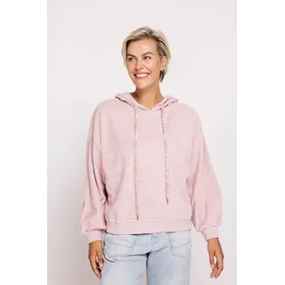 Kapuzensweatshirt ZHRILL "ZHXENIA Nicki Kap-Sweat", Damen, Gr. M, pink, Nicki, Obermaterial: 100% Baumwolle, unifarben, lässig geschnitten hüftbedeckend, Rundhals, Flachstrickbündchen, Sweatshirts, mit Stehkragen, mit Strick-Kordeln, lässige Passform