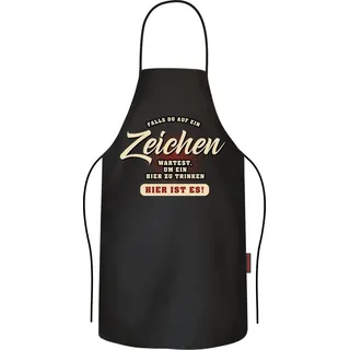 RAHMENLOS® Grillschürze Kochschürze Küchenschürze als Geschenk für Männer: Ein Zeichen schwarz