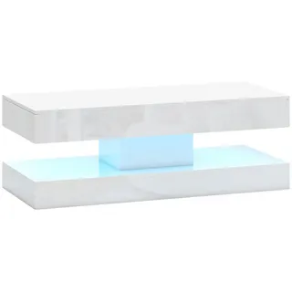 Homcom Couchtisch Weiß Spanplatte 120 x 50 x 42 cm