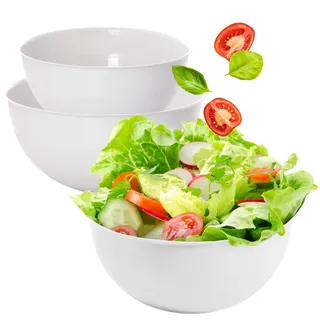 EDANTI Salatschüssel Set groß 3 Schalen 2-5L Kunststoff Schüsselset Servierschalen ideal zum Mischen und Servieren Schale (Hellgrau)