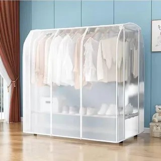 WABMJGW Transparente Kleiderständer-Abdeckung, staubdicht, mit 2 haltbaren Reißverschlüssen,extra hoch 150cm/180cm, Kleiderstangenabdeckung, wasserdicht, für Kleiderstange,A-130x50x150cm