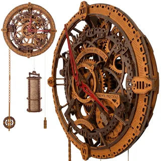 WOODEN.CITY 3D Holzpuzzle Uhr für Erwachsene – Industrial Vintage Wanduhr Holz Modellbausatz, 378 Teile