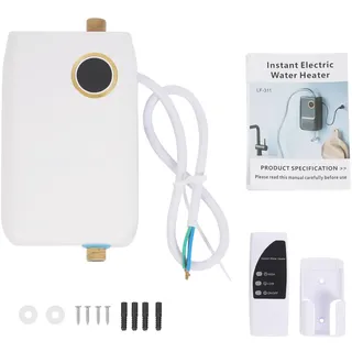 MINRS Durchlauferhitzer 5500W 220V Untertischspeicher Druckfest | Mini Elektronischer Warmwasserbereiter mit Ablesbarer Led-Temperaturanzeige und Fernbedienung zur Untertischmontage [Energieklasse A]