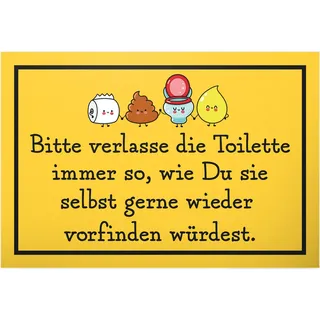 DankeDir! Toilette sauber hinterlassen - 30 x 20 cm Schild - Toilettenschild Toilette WC Schild zum aufhängen Klo Kloschild lustig - Gäste WC Gästetoilette Wand Deko Herren Türschild