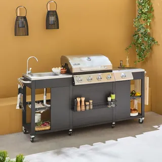 sweeek - Gasgrill mit 4 Brennern - 1 Seitenbrenner und Außenküche