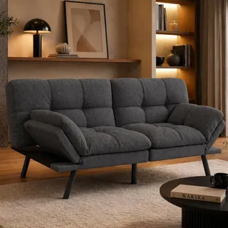 Makika Schlafsofa 3-Sitzer Schlafcouch Paul verstellbar mit Schlaffunktion in Dunkelgrau