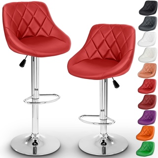 TRESKO 2er Set Barhocker Barstuhl 10 Farben wählbar, 360° frei drehbar, Sitzhöhenverstellung 60-80cm