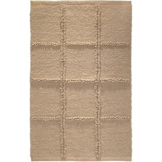 iDesign Grid weicher Badteppich, rechteckiger Badvorleger aus Baumwolle, beige
