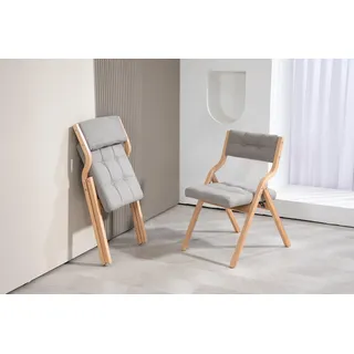 Rpuzonier Gepolsterter Klappstuhl Pack Von 2, Faltbarer Küchenstuhl, KlappstüHle mit Polster, Klapp BüRostuhl mit Holzrahmen für Küche, Balkon und BüRo (Grau)