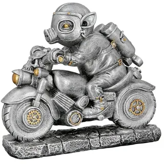 Gilde Casablanca Figur Steampunk Motor-Pig - Kunstharz in Silber - Breite 23 cm - Deko - Sammlerstück - Geschenk - Schwein