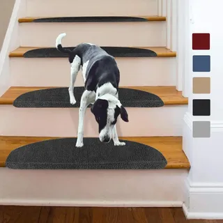 XDAILUYYDS Stufenmatten Treppen-Teppich 15er Set Anti-Rutsch Treppenstufen Matten Treppenteppich Selbstklebend Treppenstufen Matten Antirutschmatte (B/65X21CM/Schwarz)