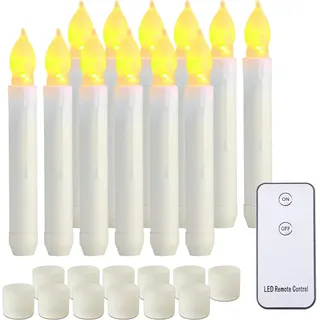 Batteriebetriebene Led-kerzen Mit Fernbedienung, Flackerndem Licht, Flammenlose Spitzkerzen, Set Mit 12 Warmgelben Künstlichen Kerzen Für Eine Halloween-party In Der Kirche