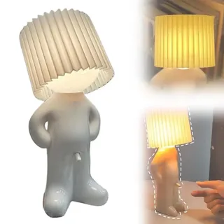 GUSHE Modest Mike Lamp, Shy Boy Lamp, A Little Shy Man Lampe, Lustige LED Tischlampe, Schüchterner Mann Nachtlicht, Kreative Kleinen Tischleuchte Mit Schirm, Naughty Boy Lampe für Schlafzimmer (Weiß)