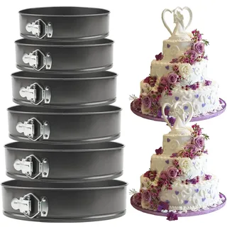 ZEONHEI 6-teiliges rundes Kuchenformen-Set, Springformen, Kuchenformen mit abnehmbarem Boden, antihaftbeschichtete Backformen, Käsekuchenformen, auslaufsicheres Backgeschirr für Zuhause, Küche